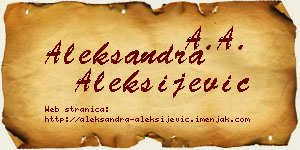 Aleksandra Aleksijević vizit kartica